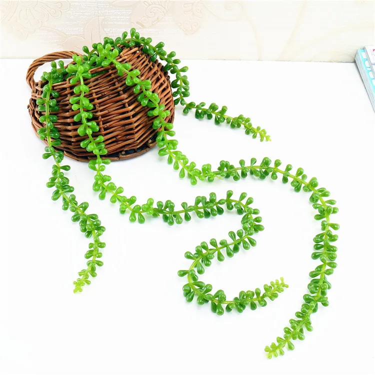 

75cm 4 fork Simulation Flower Lover Tears Artificial Succulent Pearls Fleshy Vine Flower Hanging Rattan Soft Plastic Plants