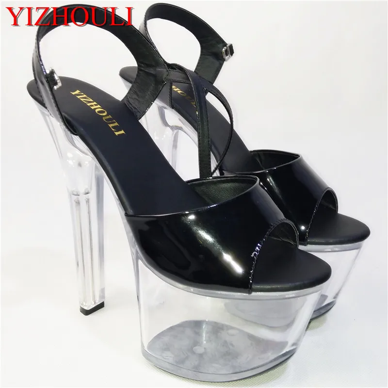 

17 cm tall and transparent crystal, banquet wedding shoes, party shoes, sexy women's Dancer shoes