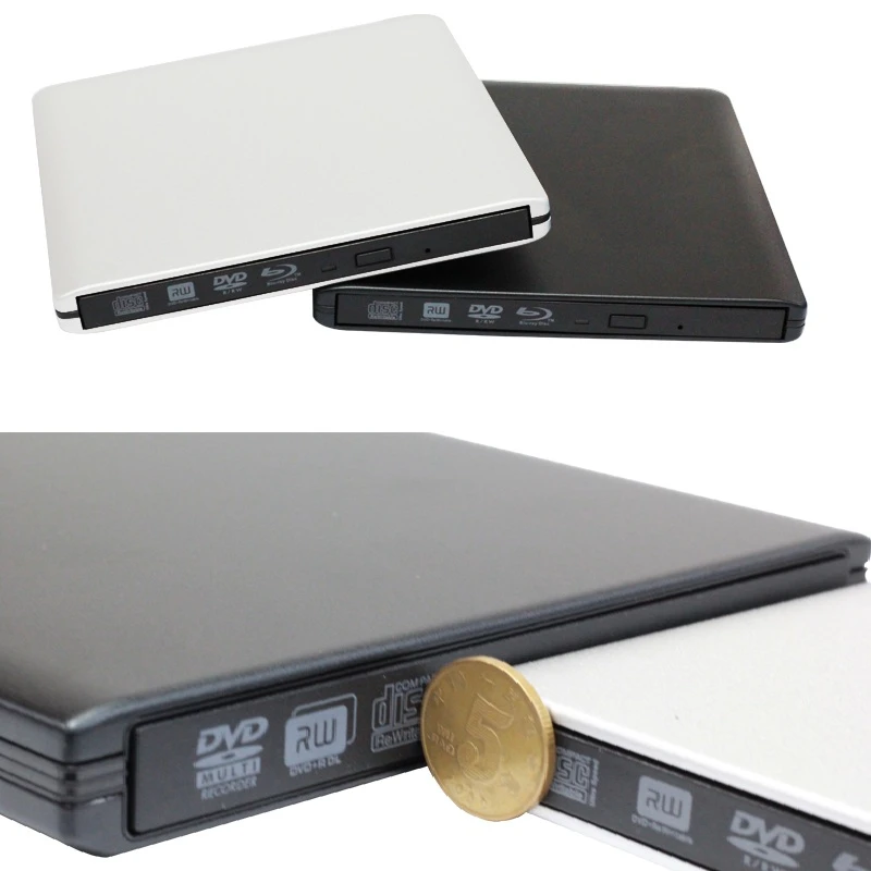 USB 3.0 4K Bluray External Optical Drive 3D Player BD-RE Burner Recorder DVD+/-RW/RAM Drives for Computer Windows7/8/10