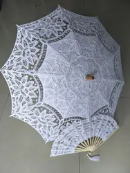 2018 hot Battenburg Lace Parasol and Fan set Wedding Umbrella Fan Set Free Shipping Lace Fan And Wedding Umbrella Lace Parasol