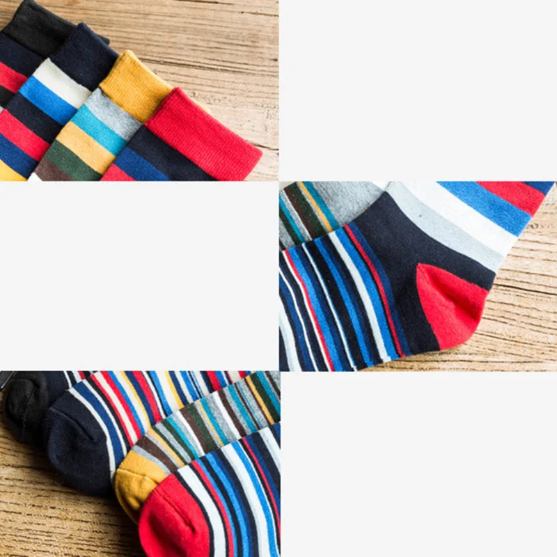 10 pezzi = 5 paia di calzini alla moda in cotone da uomo più grandi dimensioni 44, 45, 46, 47, calzini a righe cromatiche Calcetines Happy Funny Sox