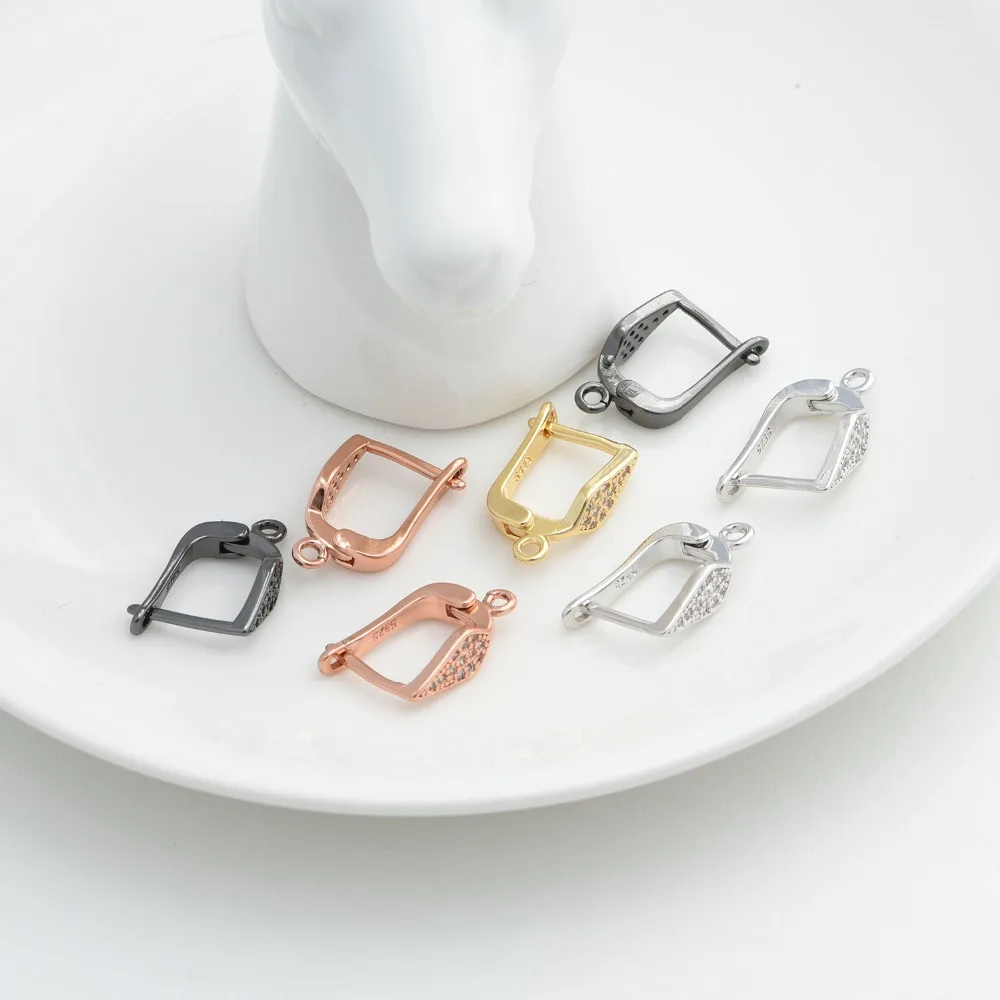 4 Colors   4 Colors Earrings Clasps Hooks Fittings Accessories for Jewelry Making Copper Zirconia Earwire DIY Jewelry