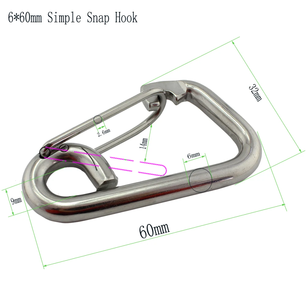 Multifunctional Stainless Simple Snap  Quick Link Lock Ring  Lanyard Hook Carabiner 6-22mm