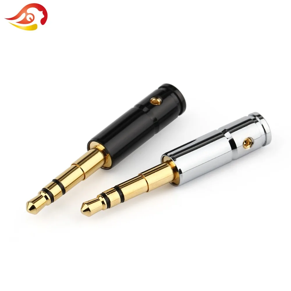 QYFANG 3.5mm 3 Pole Earphone Audio Jack DIY HiFi Headphone Plug Metal Alloy Splice Adapter Gold Plated Solder Wire Connector