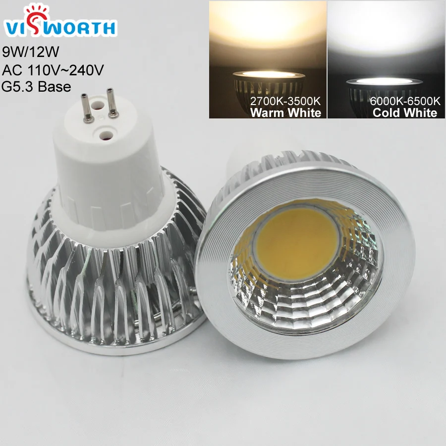 G5.3 Led Bulb 1.5W 3W 5W Led Spotlights SMD2835 9W 12W 15W MR16 Led Cup Light Aluminum Body Cob Ac 110V 220V arm Cold White