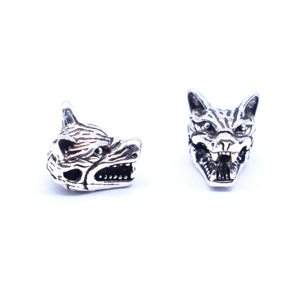 Wholesale 10 pcs/lot New Arrival Animal Style Bracelet Accessories Wolf Head Beads for Jewelry Making DIY Components