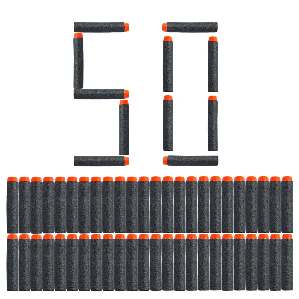 Bala macia cabeça de espuma 50 peças, 8 cores balas para nerf n-strike elite series 7.2cm * 1.3cm