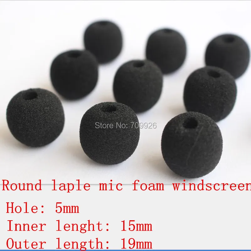 10Pcs Lavalier Mic Foam Covers Windscreens ball shape for Lapel Microphones 5mm opening &15mm inner length