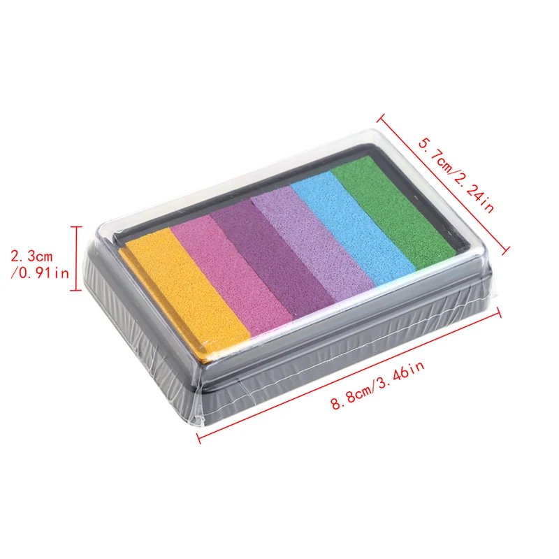 Rainbow Multicolor Ink Pad Oil Based for Stamp Scrapbook Photo Album DIY Craft