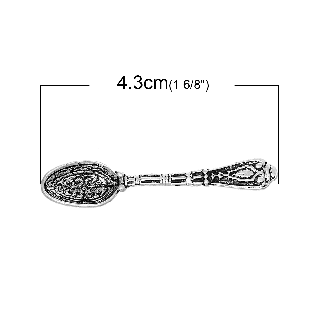 DoreenBeads Charm Pendants Spoon Silver Color Pattern 43mm(1 6/8