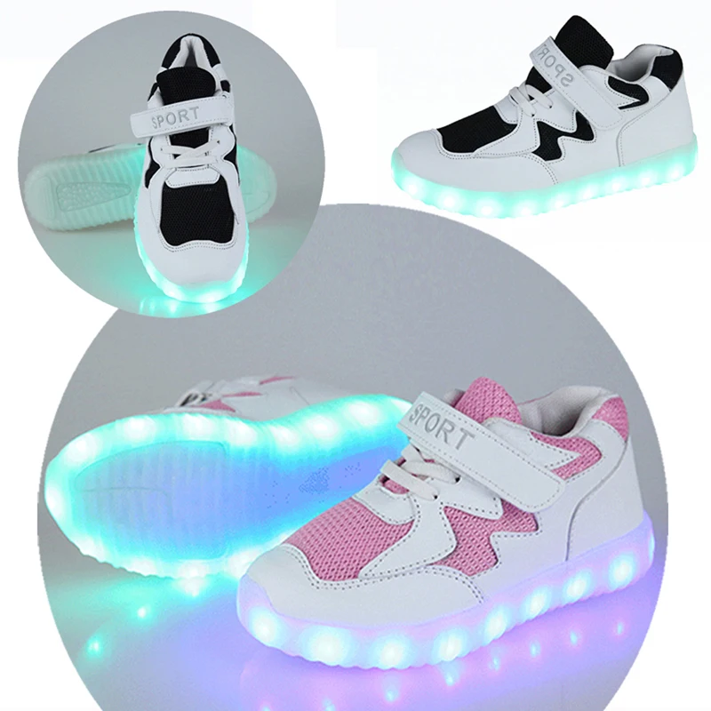 

2019 Spring Boys Girls USB Charging Luminous Shoes Breathable Led Light Glowing Sneakers Colorful Fashion Sport Shoes For Kids