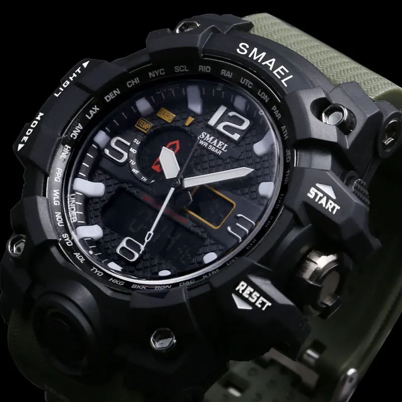 2018 SMAEL Sport Watches for Men Waterproof Digital Watch LED Men\'s Wristwatch Clock Man 1545 montre homme Big Military Outdoor