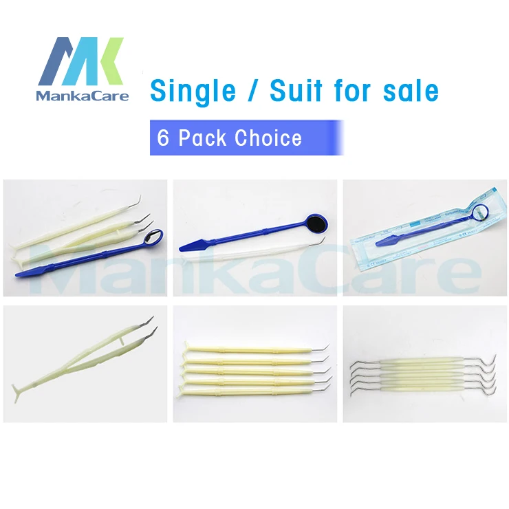 

Wholesale Dental Lab Tools Oral Hygiene Dental Instruments Oral Care Kit Disposable Forceps Probe Mouth Mirror Scaler Set