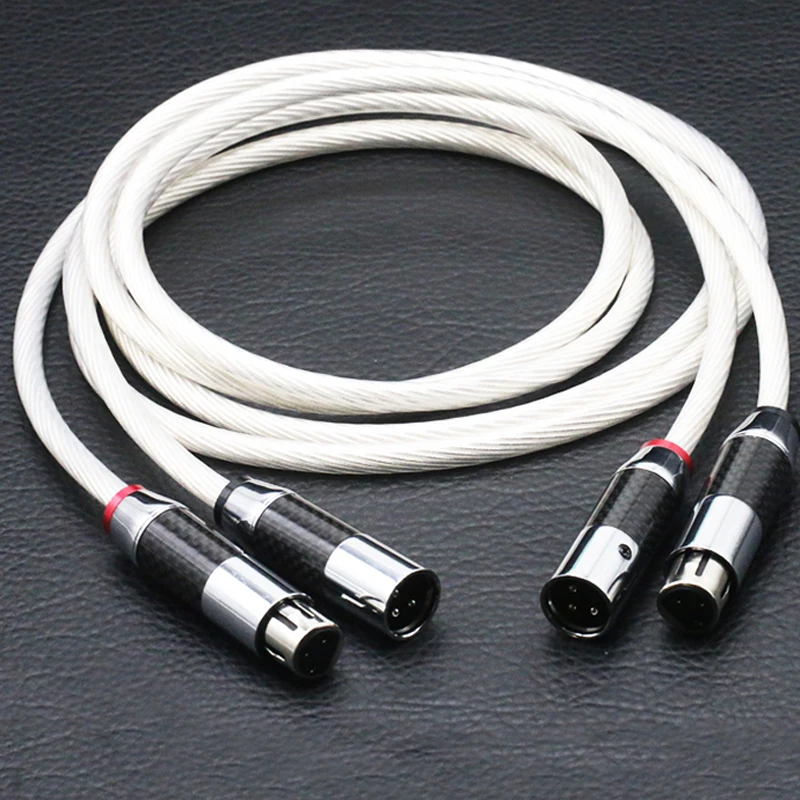 Pair Hifi Silver Plated 5N OCC cable 2 XLR Male to Female Balance Audio Cable Hi-End 3 Pin XLR Connectors Microphone XLR Cable