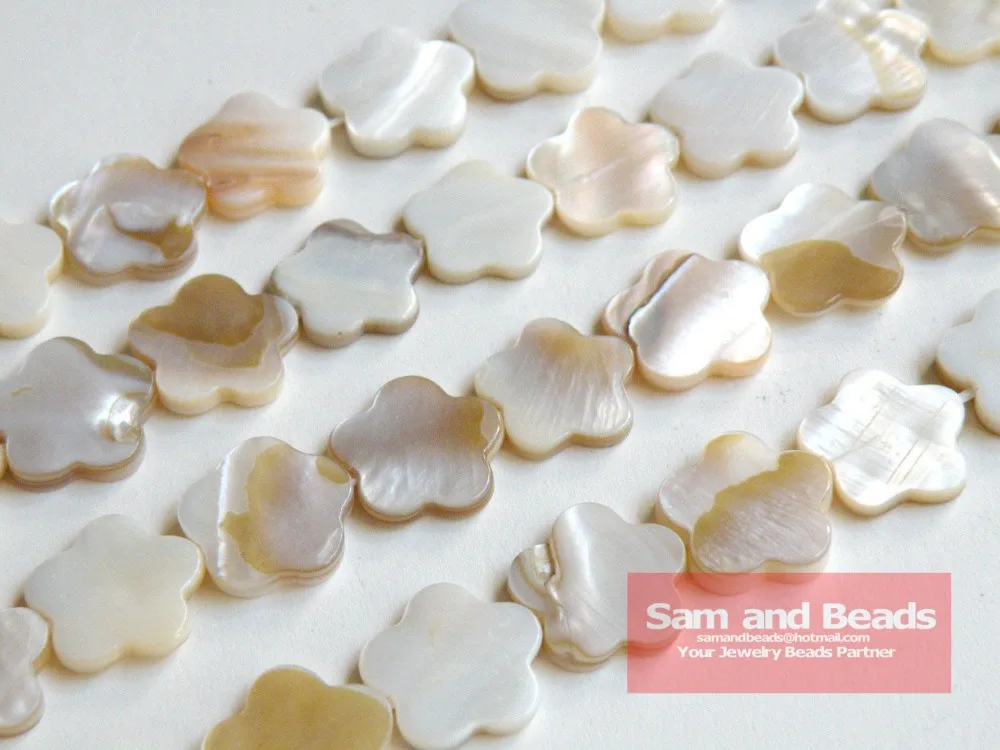 Wholesale!!! (1 Strands) 15mm  White Natural Mother of Pearl Shell Flower Beads Approx 39CM Per Strand