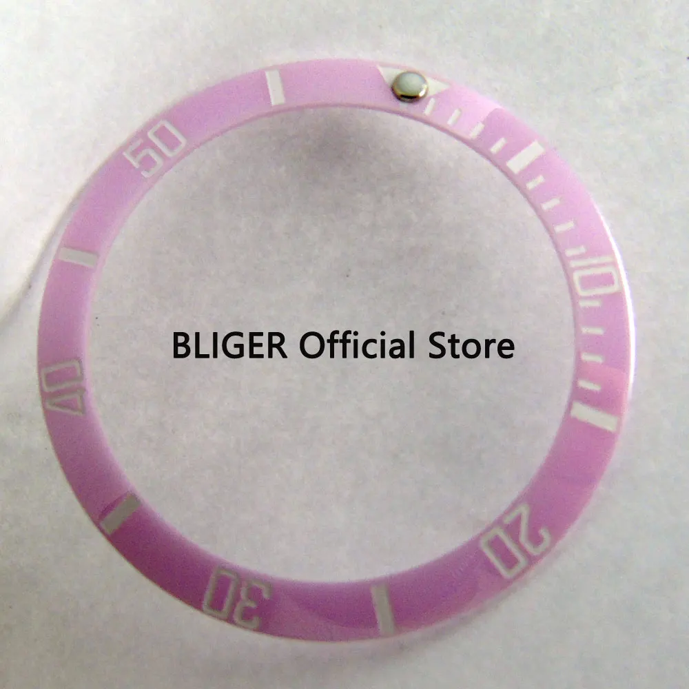 38MM New Pink Ceramic Bezel Luminous Dot Watch Bezel Insert For 40MM Automatic Movement Watch