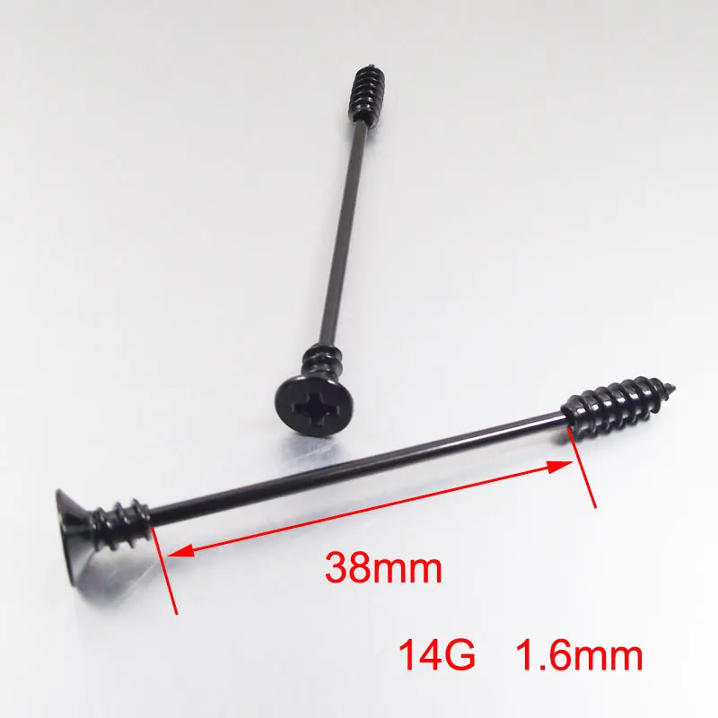 SaYao 1 Piece 14G 38mm Rose Gold Stainless Steel Earring Screw Long Industrial Barbell Earring