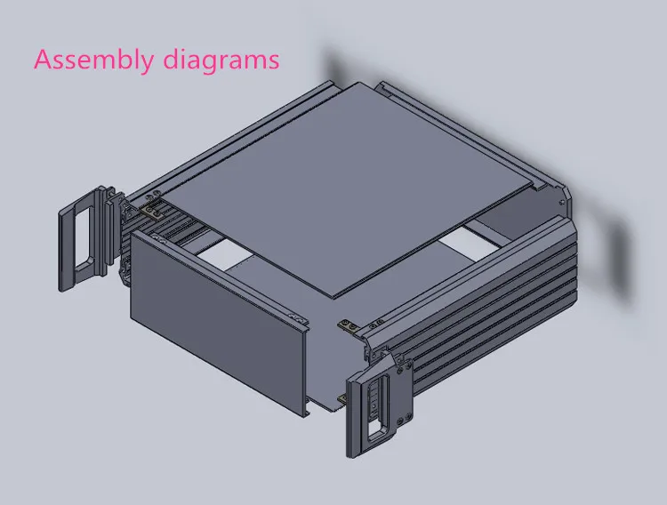 Chasis de amplificador 2U de aluminio completo, carcasa de instrumental, caja de amplificador, caja DIY (229x89x250mm)