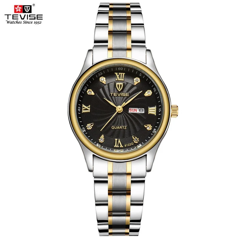 

TEVISE Luxury Gold Women Watch Week Day Date Bracelet Watches Ladies Waterproof Fashion Quartz Steel Wrist Watches montre femme