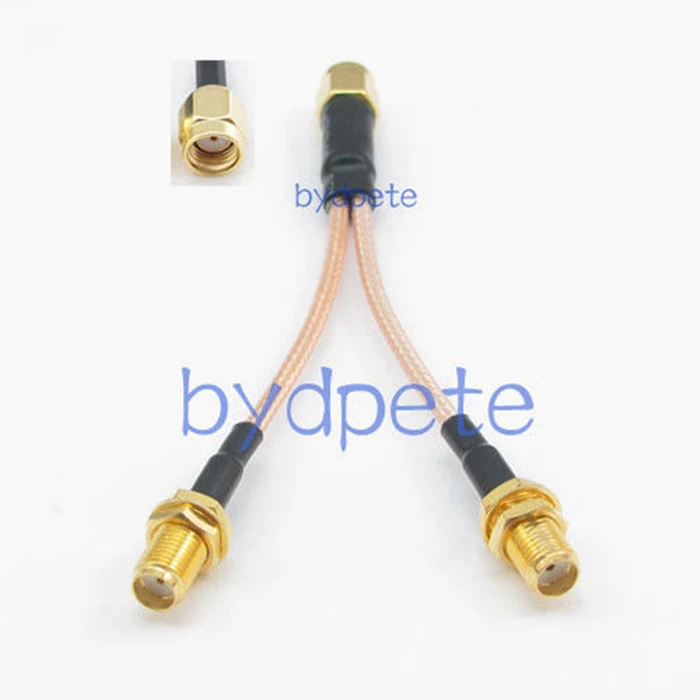 

Y-образный 1 один RP SMA штекер к 2, два гнездовых SMA разъема T RF отрезок удлинитель RG316 20 см кабель 8 дюймов 8 дюймов