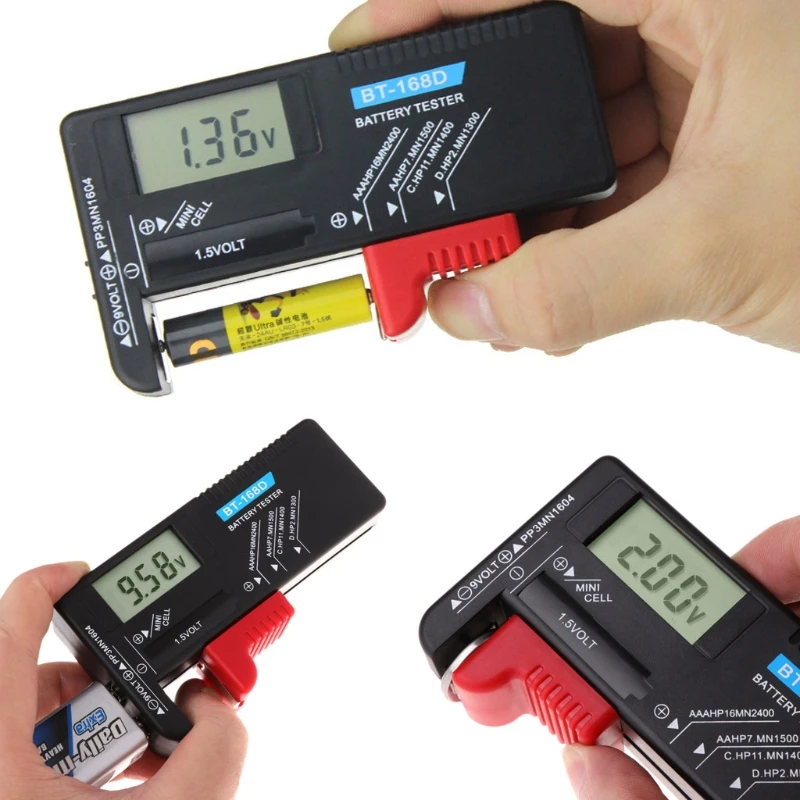 LCD Battery Tester Digital Battery Capacity Tester Check Power Level for AA/AAA/C/D/9V/1.5V Batteries BT-168D High Quality