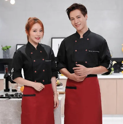 New 2019 High Quality Chef Uniforms Clothing Long&Short Sleeve Men Food Services Cooking Clothes 3-Color Uniform Chef Jackets