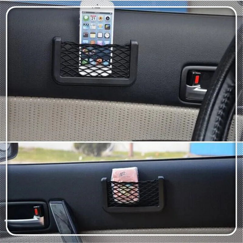 4Pcs/lot New Vehicle Storage Mesh Resilient Car Carrying String Bag Nylon Network Pocket Handphone Holder Auto Accessories