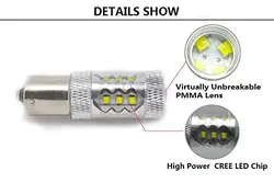 2 Ampoules P21W Ba15s 1156 - 16 x 5W Led XBD - Feux de jour Diurne - Blanc 6000K Cocho Led