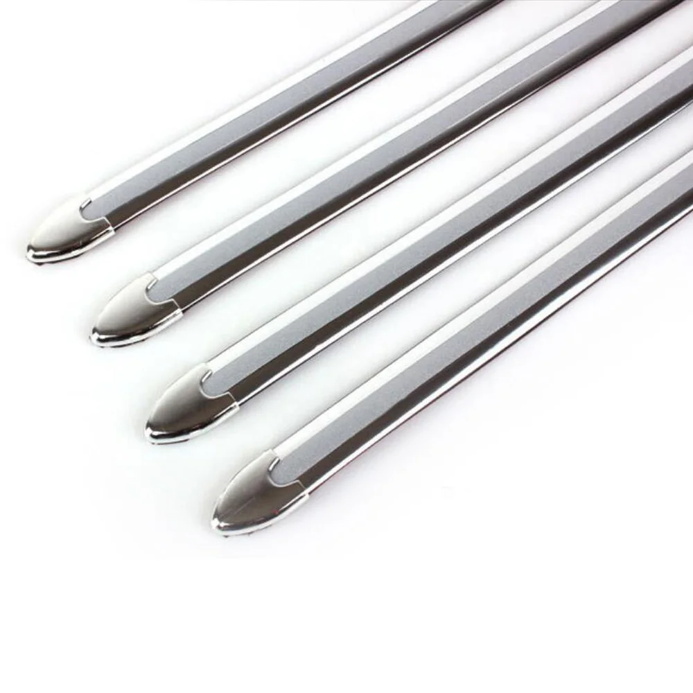 4PCS CAR AUTO BUMPER ANTI-SCRATCH STICKER SILVER CHROME CORNER PROTECTOR GUARD STRIPE DIY FRONT REAR COLLISION PROTECTION BAR