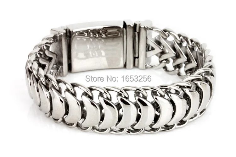 8.5 inch 20mm wide High Quality dragon bone Curb Chain bracelet 316L Stainless Steel bangle bling in men fashion  jewelry