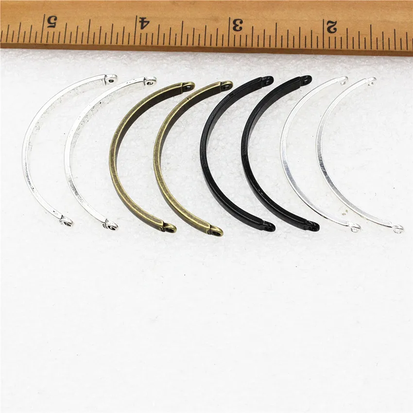 Onebeading  Antique Silver Bronze Silver Plated Tube Bending Sticks Connector For Bangle Bracelet Making Approx 3.5*46mm 10pcs