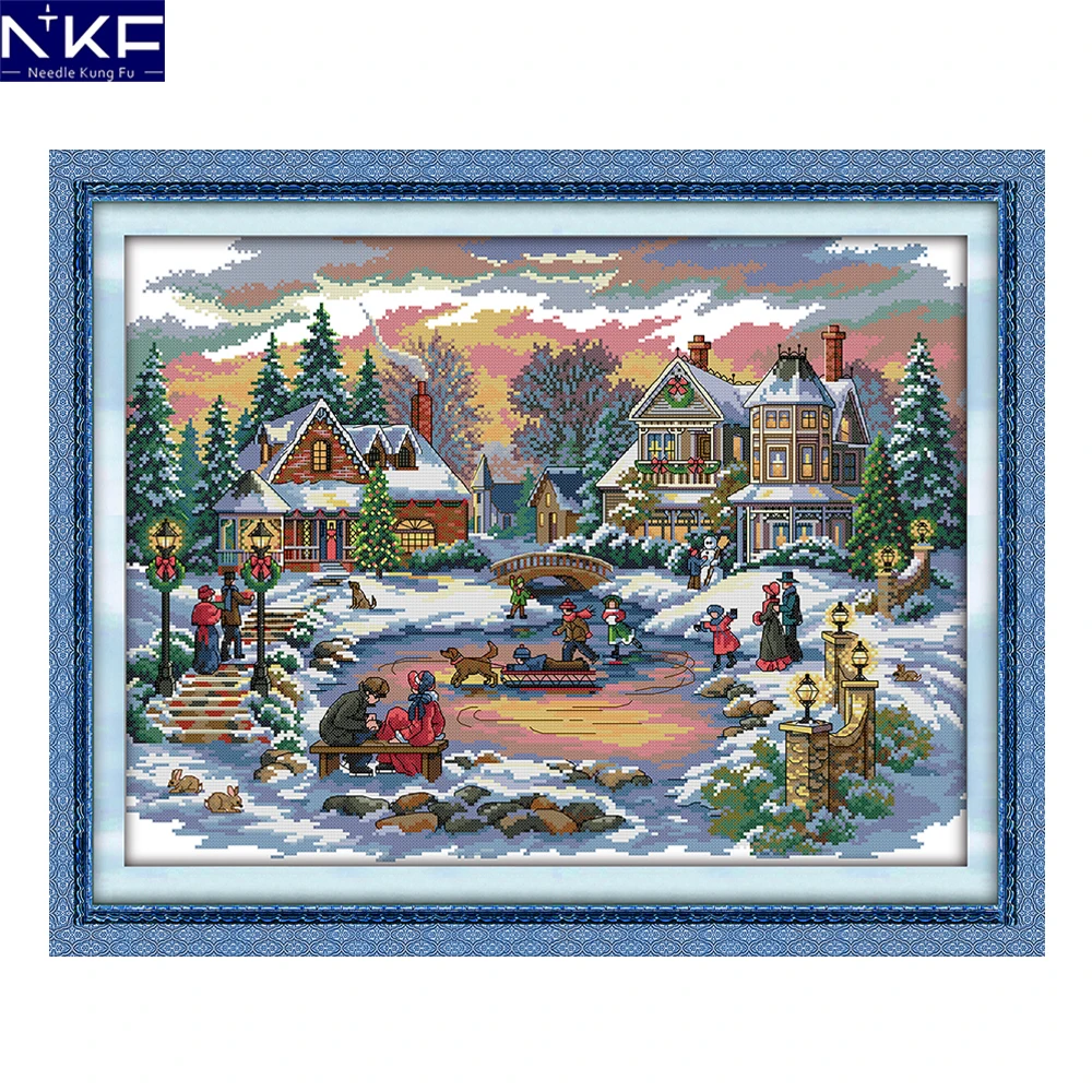 

NKF Treasure time Embroidery Cross Stitch Kits Needlework Scenery Painting Designs for the Needle Cross Stitch Home Decoration