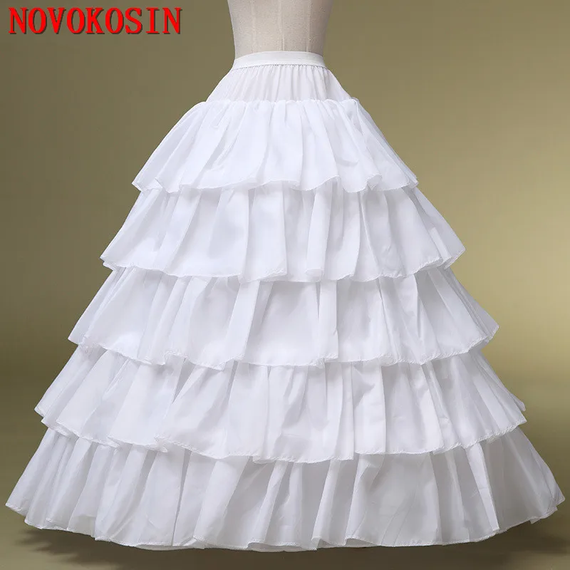 3 Colors 4 Steel Ring 5 Ruffle Layers Wedding Dress Petticoat Big Circle Bridal Petticoat Elastic Band Waist Accessories