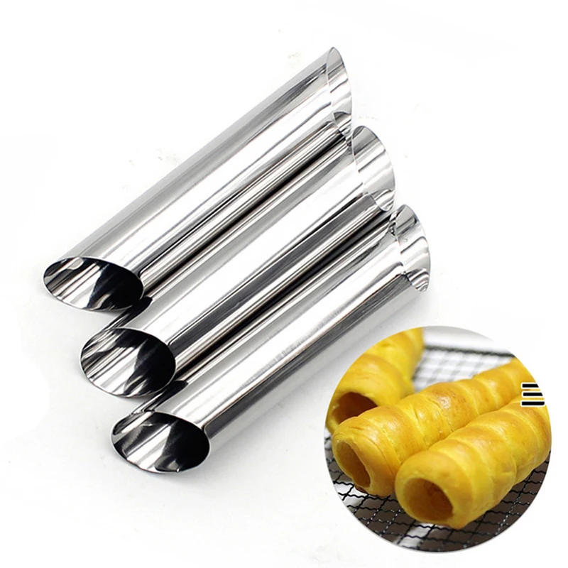 5pcs DIY Horn Croissants Mold Cake Baking Moulds Cannoli Screw Tubes for Cake and Bread Pastry Baking Mold Party Kitchen Tool