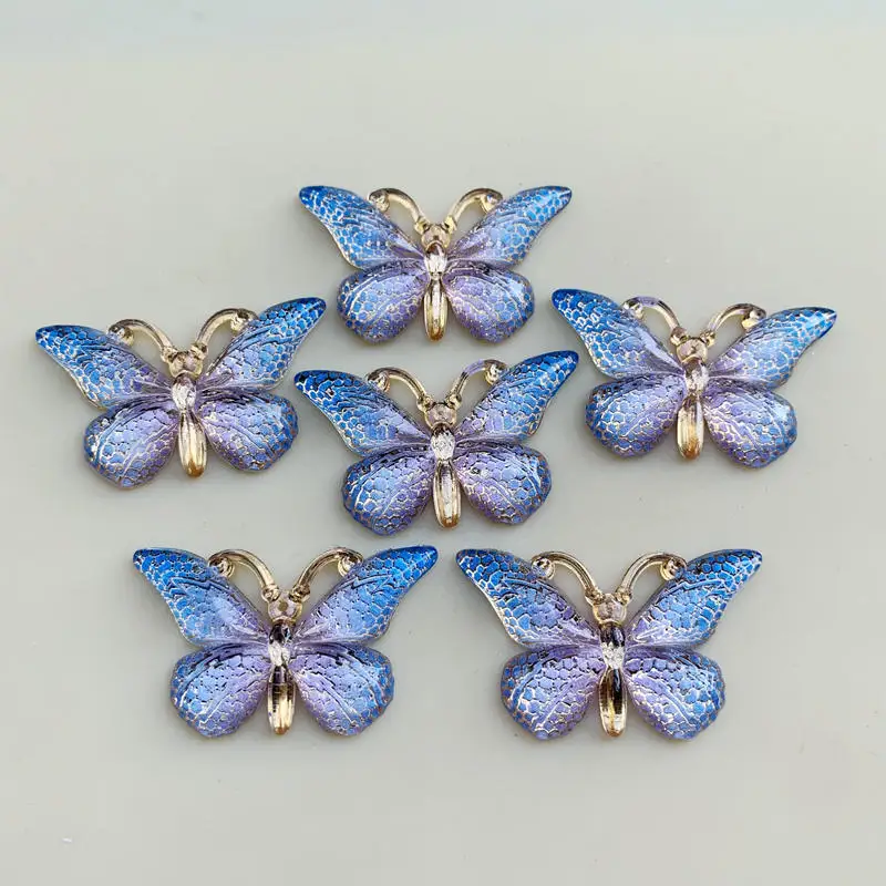 10pcs 23*38mm Resin imitation butterfly shape Rhinestones flat back cabochon beads for Decoration Party Supplies -B275