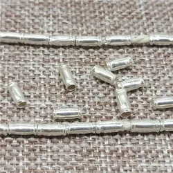 15 Karen Hill Tribe Silver Plain Bamboo Tube Beads for Bracelet Necklace, Higher Silver Content than Sterling Silver