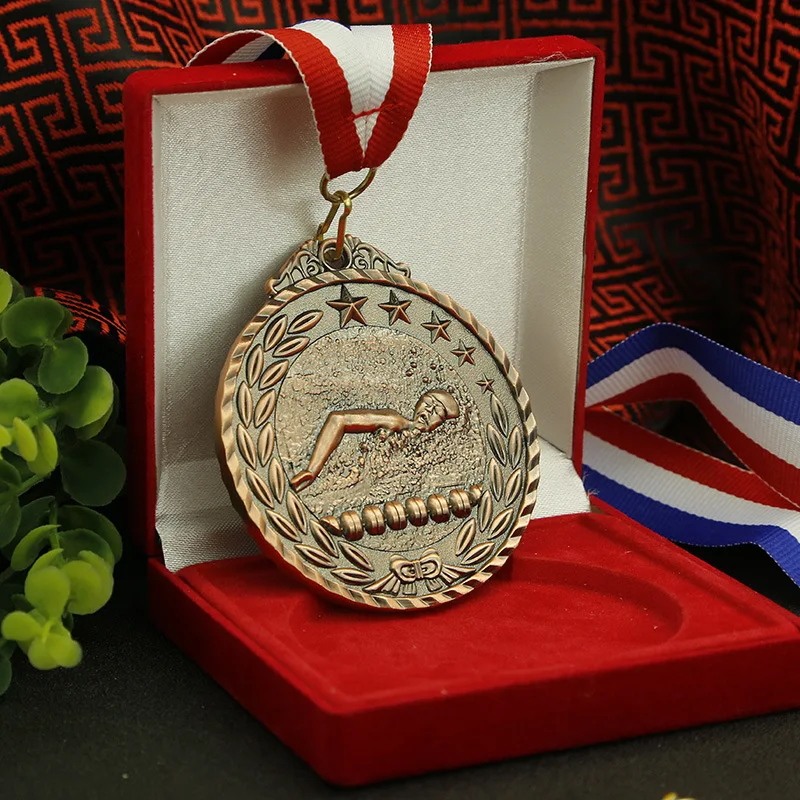 in stock swimming  medal factory price Zinc alloy Spot sports medal custom low price gold silver bronze Medal Can carve word