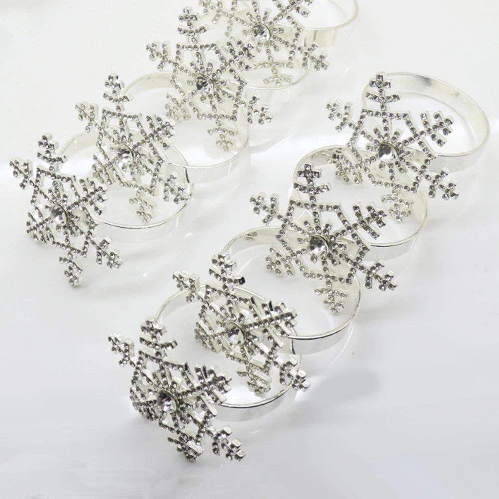 

50pcs/lot SHSEJA Snowflake alloy napkin ring wedding party banquet dinner napkin ring Christmas decoration supplies