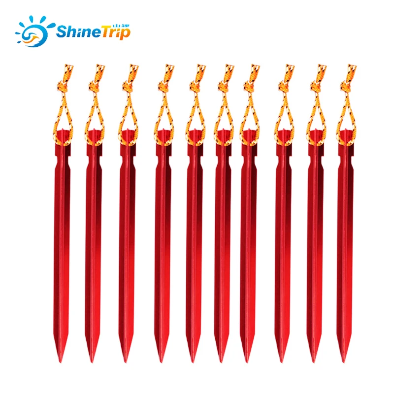 10pcs/Lot 7001 Aluminium Alloy Tent Peg Nail Stake with Rope Camping Equipment Outdoor Traveling Tent Building 18cm