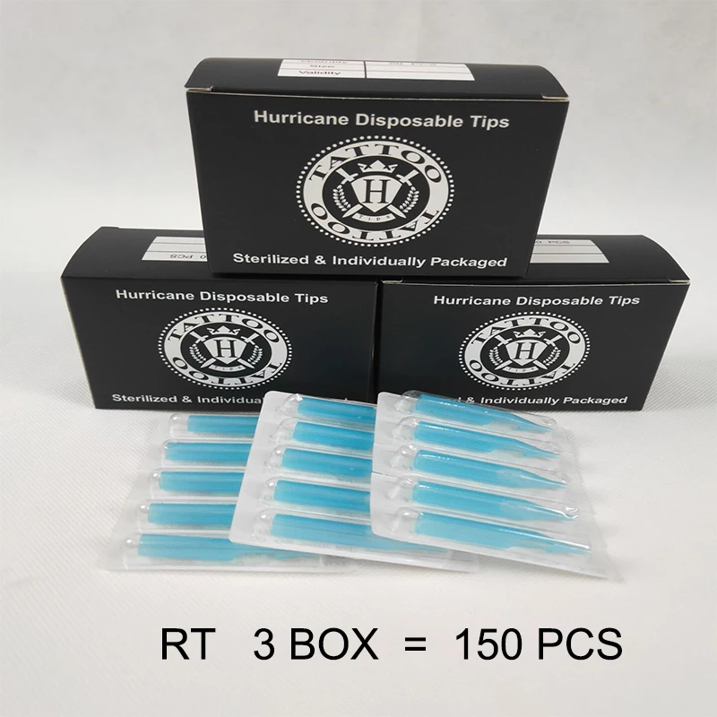 Tattoo Tip 150PCS RT Round Tip Tattoo Disposable Nozzle Tip for beginners tattoo kits supply Hurricane tattoo needle Blue