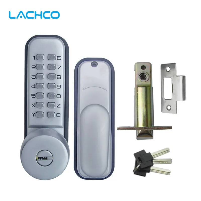 LACHCO  Mechanical Code Lock Digital Machinery Keypad Password Door Lock Stainless Steel Latch Zinc Alloy Silver L17009