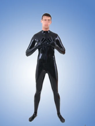 new fashion black latex catsuit with socks and gloves  fetish rubber clubwear bodysuits for men plus size Hot sale