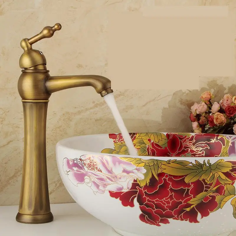 Basin Faucets European Antique Single Hole Kitchen Faucets Brass Antique Single Cold And Hot Water Faucets