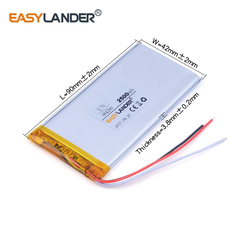 Batterie lithium-ion polymère aste, 384290 V, 3.7 mAh, 2500