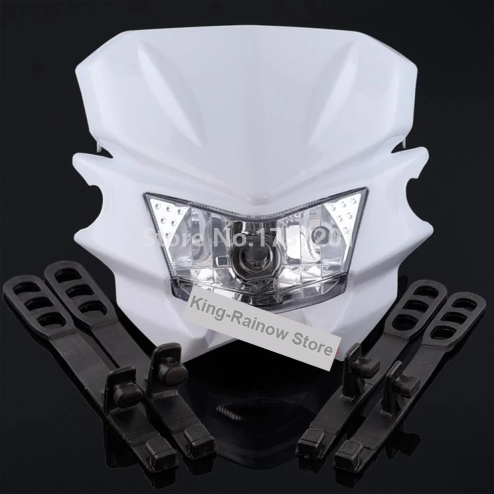 Black Polypropylene H4 12V 35W MKX100 KX250f KX450f KX65 KX85 KLX110 KLX150 UNIVERSAL DIRT BIKE MOTORCYCLE HEADLIGHT FAIRING