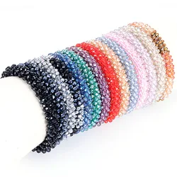 Miasol Boho Crystal Elastic Bracelets Bangles For Women Kristal Vintage Stretch Bohemian Hair Band Femme Multi-function Jewelry