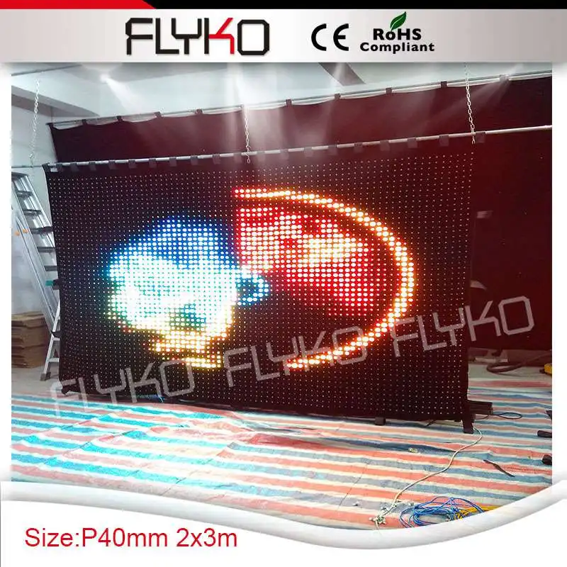 2*3m china sex video led full color light led video curtain music stage display screen P40mm