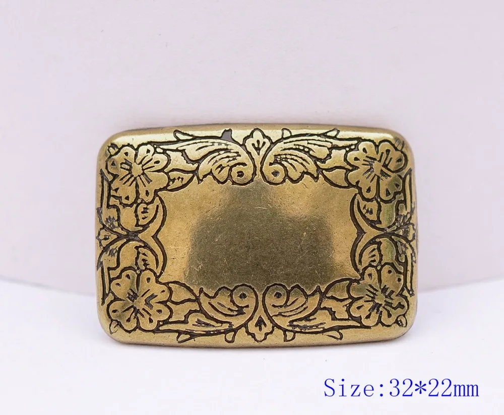 5PC 32X22MM Quality Antique Brass Western Flower Decor Rectangle Horse Saddle Tack Belt Leathercraft Conchos Set Screw back