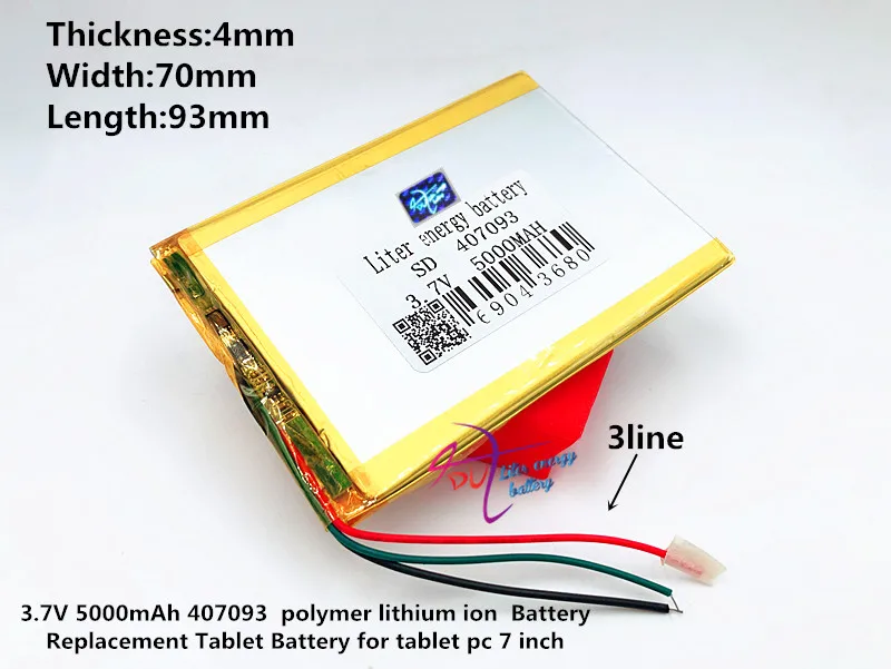 4*70*93mm 3.7V 5000mah Tablet update Battery For 7