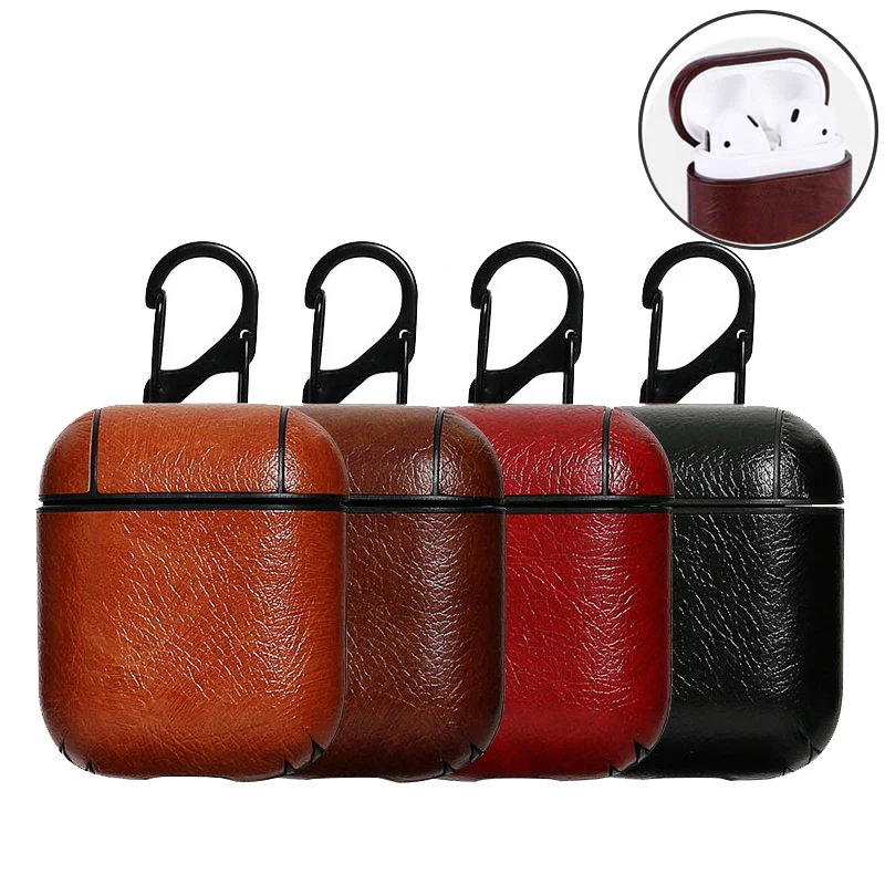 1PC Earphone Case for Airpods Cases Apple Airpod 1 Airpod 2 Cover Leather Headphone Cases Airpods Leather Key Chain Accessories